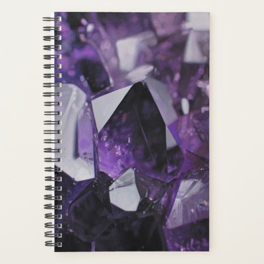 trendy geometrische kristal gemstone paarse amethy planner (Voorkant)
