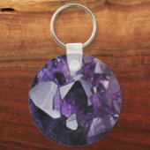 trendy geometrische kristal gemstone paarse amethy sleutelhanger (Voorkant)