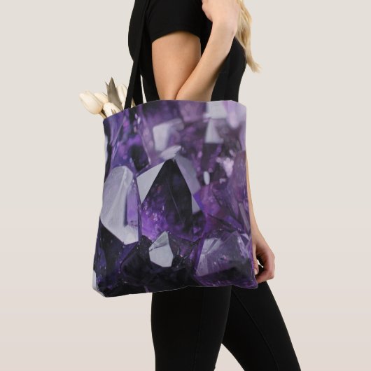 trendy geometrische kristal gemstone paarse amethy tote bag (Dichtbij)