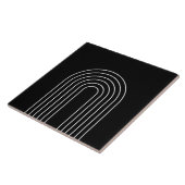 Trendy geometrische lijnen stijlvol zwart-wit tegeltje (Zijkant)