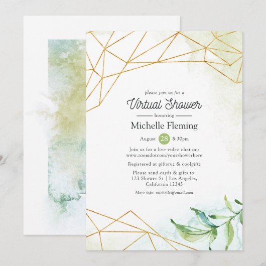 Trendy geometrische Virtual Baby of Vrijgezellenfe Kaart (Voorkant / Achterkant)