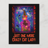 Trendy Gepersonaliseerd Crazy Cat Lady Witch Hallo Briefkaart (Voorkant)