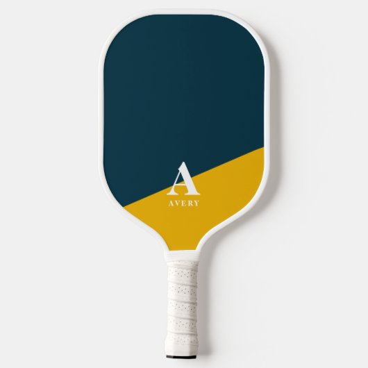 Trendy gepersonaliseerd jeugdig blauw geel ontwerp pickleball paddle