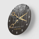 Trendy gepersonaliseerd modern zilver Haarstylist Ronde Klok (Hoek)