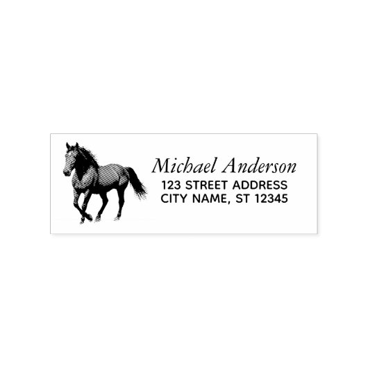 Trendy gepersonaliseerd paardenretouradres rubberstempel (Afrduk)