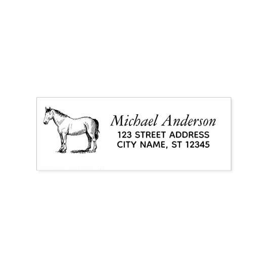 Trendy gepersonaliseerd paardenretouradres rubberstempel (Afrduk)