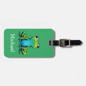 Trendy gepersonaliseerd Schattige Happy Frog Green Bagagelabel (Voorkant horizontaal)