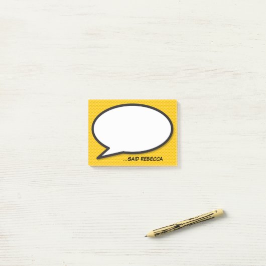 Trendy gepersonaliseerd tekstballon voor in stripb post-it® notes (Op bureau)