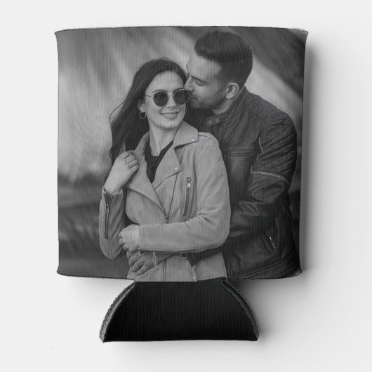 Trendy gepersonaliseerde 2 foto sjabloon dubbelzij blikjeskoeler (Voorkant)