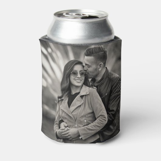 Trendy gepersonaliseerde 2 foto sjabloon dubbelzij blikjeskoeler (Blikje Achterkant)