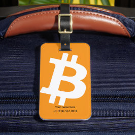 Trendy gepersonaliseerde Bitcoin Oranje Logo Bagagelabel
