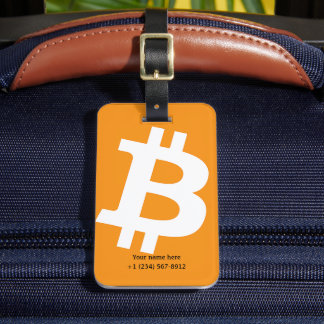 Trendy gepersonaliseerde Bitcoin Oranje Logo Bagagelabel