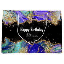 Trendy gepersonaliseerde blauwe gouden agaat gemar