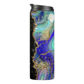 Trendy gepersonaliseerde blauwe gouden agaat gemar thermosbeker (Geroteerd rechts)