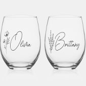 Trendy Gepersonaliseerde Bloemen Bruidsmeisje Wijnglas Zonder Voet