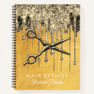 Trendy gepersonaliseerde gouden glitter haarstijl notitieboek