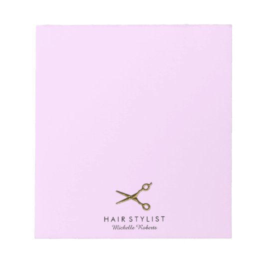 Trendy gepersonaliseerde gouden schaar kapsalon notitieblok (Voorkant)