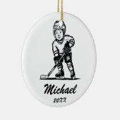 Trendy gepersonaliseerde hockey speler naam keramisch ornament (Rechts)