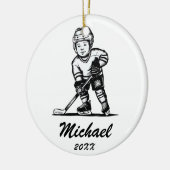 Trendy gepersonaliseerde hockey speler naam keramisch ornament (Links)