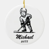 Trendy gepersonaliseerde hockey speler naam keramisch ornament (Achterkant)