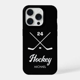 Trendy Gepersonaliseerde Hockey Speler Naam Nummer iPhone 15 Pro Case