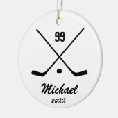Trendy gepersonaliseerde Hockey Speler Naam Nummer Keramisch Ornament (Links)