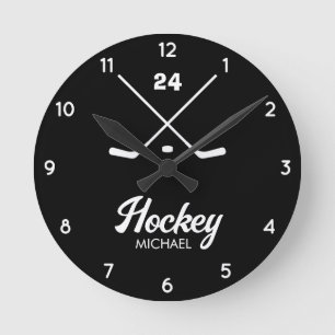 Trendy Gepersonaliseerde Hockey Speler Naam Nummer Ronde Klok