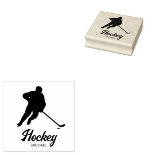 Trendy gepersonaliseerde hockey speler naam rubberstempel
