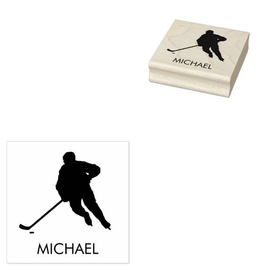 Trendy gepersonaliseerde hockey speler naam rubberstempel (Gestempeld)