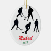 Trendy Gepersonaliseerde Hockey speler silhouetten Keramisch Ornament (Rechts)