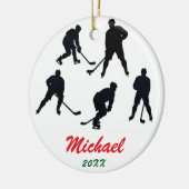 Trendy Gepersonaliseerde Hockey speler silhouetten Keramisch Ornament (Links)