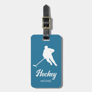 Trendy gepersonaliseerde hockeyspeler Naam blauw Bagagelabel