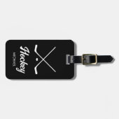 Trendy gepersonaliseerde hockeyspeler Naam zwart Bagagelabel (Voorkant horizontaal)