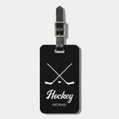 Trendy gepersonaliseerde hockeyspeler Naam zwart Bagagelabel (Voorkant verticaal)