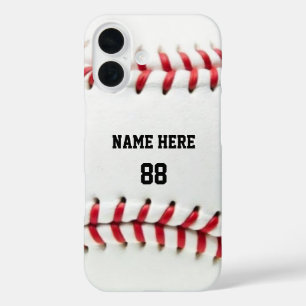 Trendy Gepersonaliseerde Honkbal Naam en Nummer iPhone 16 Hoesje