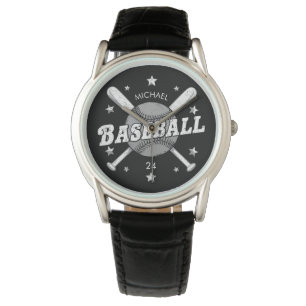 Trendy Gepersonaliseerde Honkbal Naam en Nummer Horloge