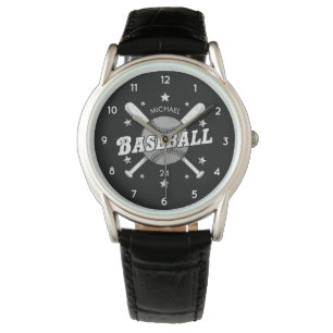 Trendy Gepersonaliseerde Honkbal Naam en Nummer Horloge
