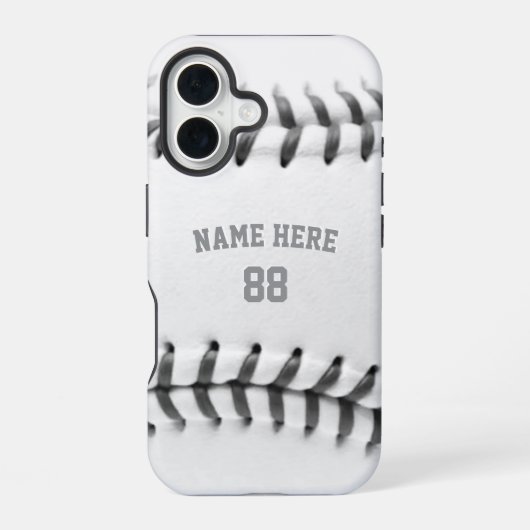 Trendy Gepersonaliseerde Honkbal Naam en Nummer iPhone 16 Hoesje (Achterkant)