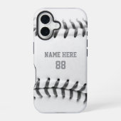 Trendy Gepersonaliseerde Honkbal Naam en Nummer iPhone 16 Hoesje (Achterkant)