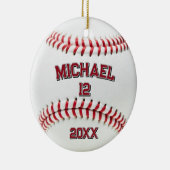 Trendy Gepersonaliseerde Honkbal Naam en Nummer Keramisch Ornament (Rechts)