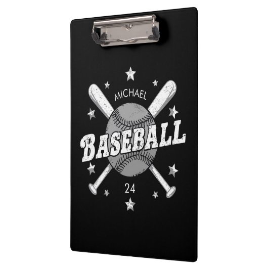 Trendy Gepersonaliseerde Honkbal Naam en Nummer Klembord (Links)