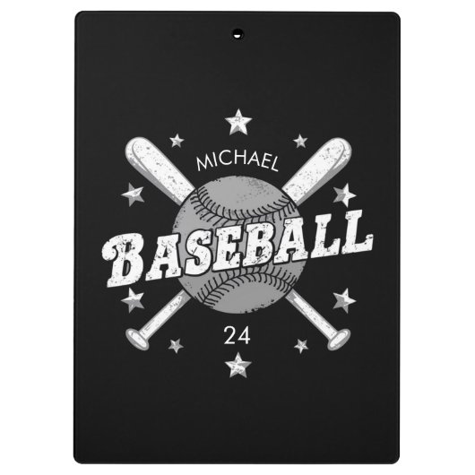 Trendy Gepersonaliseerde Honkbal Naam en Nummer Klembord (Achterkant)