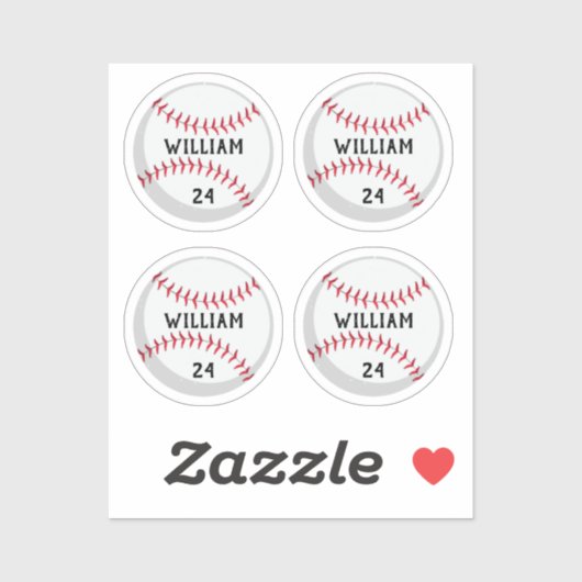 Trendy Gepersonaliseerde Honkbal Naam en Nummer Sticker (Vel)