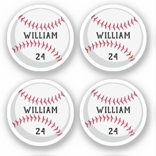 Trendy Gepersonaliseerde Honkbal Naam en Nummer Sticker (Voorkant)