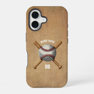 Trendy gepersonaliseerde honkbalnaam en -nummer iPhone 16 hoesje