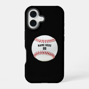 Trendy gepersonaliseerde honkbalnaam en -nummer iPhone 16 hoesje