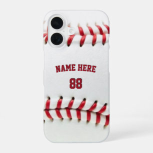 Trendy gepersonaliseerde honkbalnaam en -nummer iPhone 16 hoesje