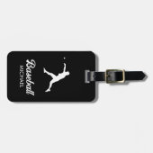 Trendy gepersonaliseerde honkbalspeler zwart bagagelabel (Voorkant horizontaal)