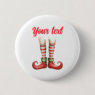 Trendy Gepersonaliseerde Kerstvakantie Elf Voeten Ronde Button 5,7 Cm