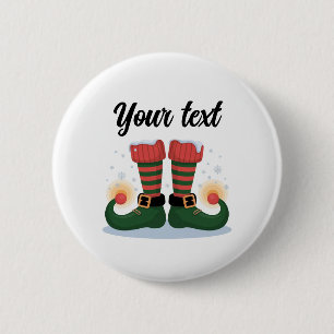 Trendy Gepersonaliseerde Kerstvakantie Elf Voeten Ronde Button 5,7 Cm